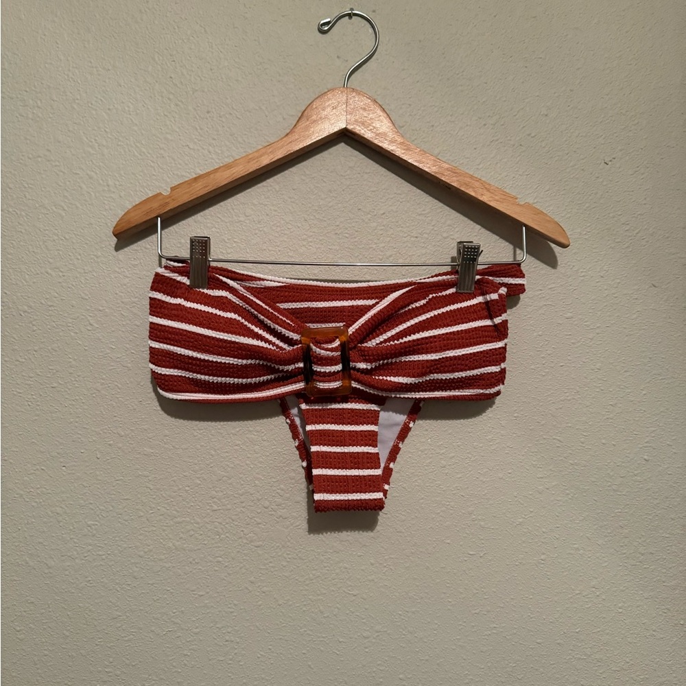 Striped Strapless Swimsuit Two Piece Bikini